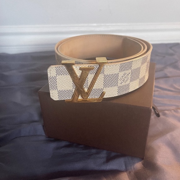 Authentic Louis Vuitton initials reversible Belt Damier Graphite & Leather Belt - Picture 3 of 4
